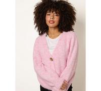 Blue Vanilla Gold Tone Flower Embossed Button Cardigan - M-L - Pink