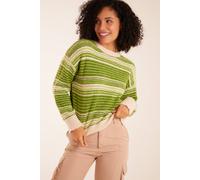 Blue Vanilla Gradient Stripe Velour Knit Jumper In Green Green S/M
