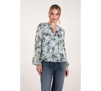 Blue Vanilla Women's Grandad Collar Puffball Top in Blue | Size: Small Blue Vanilla Blue S