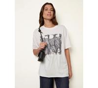 Blue Vanilla Women's Ivory Graphic Print Crew-Neck T-shirt | Size: Medium/Large Blue Vanilla Ivory M/L