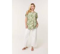 Blue Vanilla Women's Green Animal Printed Diamante Detailed Top | Size: Medium/Large Blue Vanilla Green M/L
