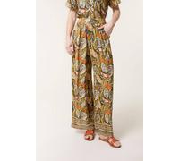 Blue Vanilla Women's Green Border Print Straight Leg Trousers | Size: Large/XL Blue Vanilla Green L/XL