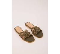 Blue Vanilla Green Stud Woven Detail Slip On Sandals Green 3
