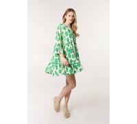 Blue Vanilla Tie Front Smock Dress - S - Green