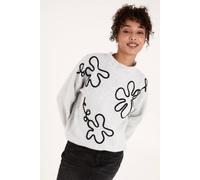 Blue Vanilla Abstract Flower Embroidery Jumper - M-L - Grey