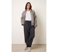 Blue Vanilla Women's Grey Elasticated Waist Pinstripe Trousers | Size: Small Blue Vanilla Grey S