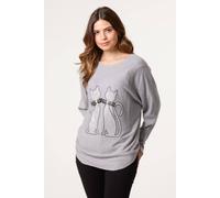 Blue Vanilla Women's Grey Embellished Cat Jumper | Size: Large/XL Blue Vanilla Grey L/XL