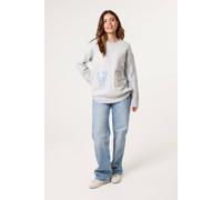 Blue Vanilla Grey Embroidered Love Design Jumper Grey M/L