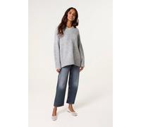 Blue Vanilla Women's Grey Lace Trim V Neck Jumper Blue Vanilla Grey One Size