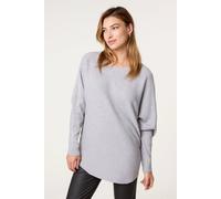 Blue Vanilla Grey Long Sleeve Diamante Detailed Batwing Jumper Grey S/M