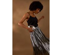 Blue Vanilla Women's Grey Metallic Pleated Tulle Skirt | Size: Medium/Large Blue Vanilla Grey M/L