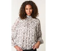 Blue Vanilla Grey Rhinestone Studded Snake Print Blouse Grey