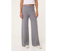 Blue Vanilla Women's Grey Ribbed Wide Leg Trousers | Size: 10-12 Blue Vanilla Grey 10-12