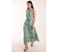 Blue Vanilla Halter Neck Paisley Maxi Dress In Green Green 10