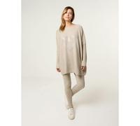 Blue Vanilla Heart Diamante Oversized Jumper - One Size - Beige