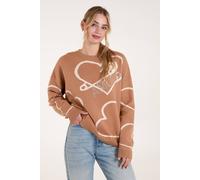 Blue Vanilla Heart Print 'amour' Jumper In Ivory Ivory