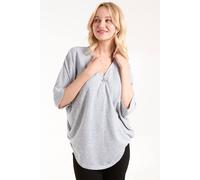 Blue Vanilla Women's Heart Zip Front Top in Grey | Size: S/M Blue Vanilla Grey S/M