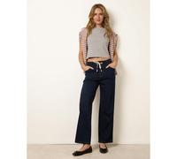 Blue Vanilla Herringbone Tie Up Stretch Trousers - S - Navy