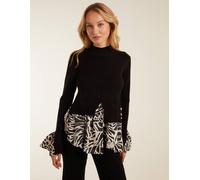Blue Vanilla High Neck 2 In 1 Printed Jumper In Black Black