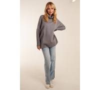 Blue Vanilla High Neck Boxy Jumper In Grey Grey S/M