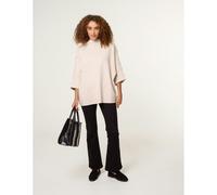 Blue Vanilla Women's Beige High Neck Fabric Button Sleeve Jumper | Size: S/M Blue Vanilla Beige S/M