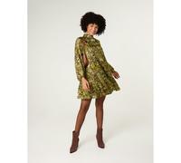 Blue Vanilla High Neck Frill Hem Dress - L-XL - Brown