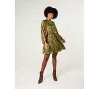 Blue Vanilla High Neck Frill Hem Dress - M-L - Brown