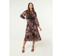 Blue Vanilla Women's Black High Neck Metallic Pleated Dress | Size: Large Blue Vanilla Multicolor L