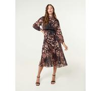 Blue Vanilla Women's Black High Neck Metallic Pleated Dress | Size: Medium Blue Vanilla Multicolor M