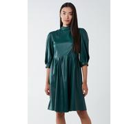 Blue Vanilla High Neck Pu Dress In Bottle Green Bottle Green