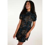 Blue Vanilla High Neck Puff Sleeve Dress - L - Blue