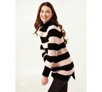 Blue Vanilla High Neck Striped Jumper - M-L - Black
