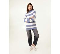 Blue Vanilla High Neck Striped Jumper - S-M - Blue