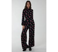 Blue Vanilla High Neck Tie Back Wide Leg Jumpsuit In Black Black 10