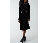 Blue Vanilla High Neck With Keyhole Detail & Long Sleeve Dress In Black Black