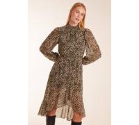 Blue Vanilla High Neck Wrap Midi Dress In Khaki Khaki 10
