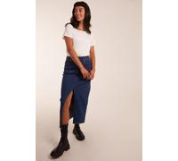 Blue Vanilla High Rise Denim Midi Skirt In Dark Blue Dark Blue 8