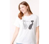 Blue Vanilla Ivory Embellished Love Cat T-Shirt Ivory M/L