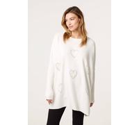 Blue Vanilla Ivory Embellished Oversized Heart Jumper Ivory