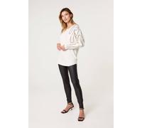 Blue Vanilla Ivory Embellished Shoulder Jumper Ivory S/M