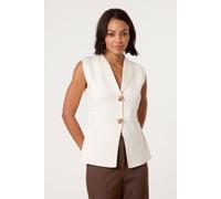 Blue Vanilla Ivory Gold Button Front Tailored Vest Ivory