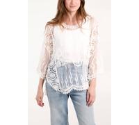 Blue Vanilla Ivory Lace Butterfly Sleeve Blouse Ivory One Size