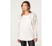 Blue Vanilla Women's Ivory Embellished Shoulder Jumper | Size: Medium/Large Blue Vanilla Ivory M/L