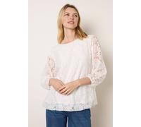 Blue Vanilla Lace Puffball Batwing Top - One Size - Ivory