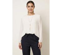 Blue Vanilla Long Sleeve Pleated Top - S-M - Ivory