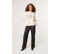 Blue Vanilla Women's Ivory Diamond Sequin Jumper | Size: Medium/Large Blue Vanilla Ivory M/L