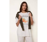 Blue Vanilla Women's Ivory Graphic Print Crew-Neck T-shirt | Size: Medium/Large Blue Vanilla Ivory M/L
