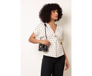 Blue Vanilla Ivory Polka Dot Short-Sleeve Knit Cardigan Top Ivory