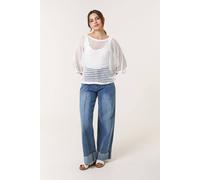 Blue Vanilla Ivory Round Neck Net Top Ivory S/M