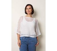 Blue Vanilla Round Neck Net Top - M-L - Ivory